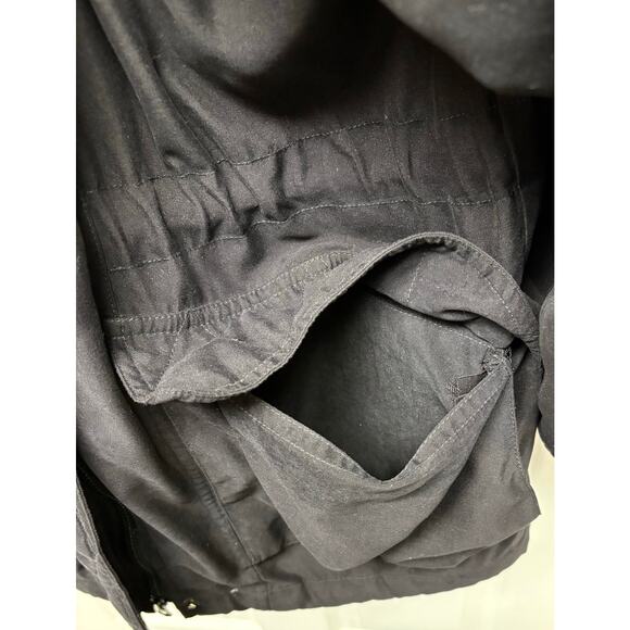 Vintage London Fog Fur Trim Parka Coat Black Hooded Winter Jacket Women’s Size M - Picture 7 of 13